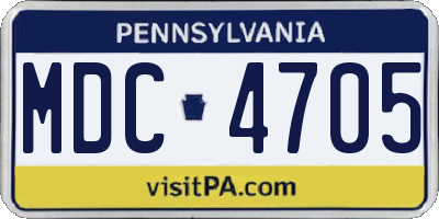 PA license plate MDC4705