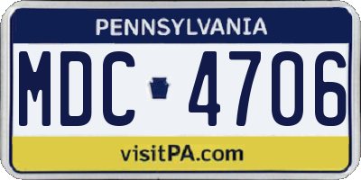 PA license plate MDC4706