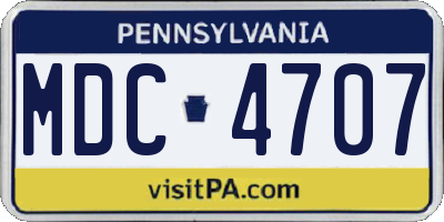 PA license plate MDC4707