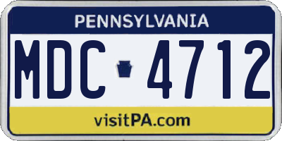 PA license plate MDC4712