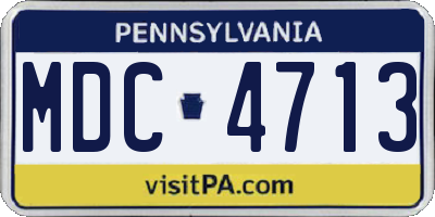 PA license plate MDC4713