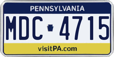 PA license plate MDC4715