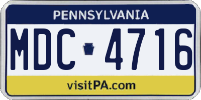 PA license plate MDC4716