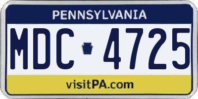PA license plate MDC4725