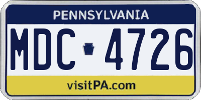 PA license plate MDC4726