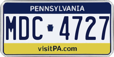 PA license plate MDC4727