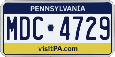 PA license plate MDC4729
