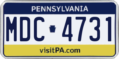 PA license plate MDC4731