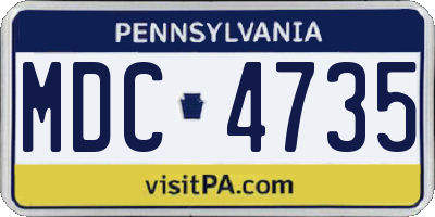 PA license plate MDC4735