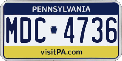 PA license plate MDC4736