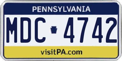 PA license plate MDC4742