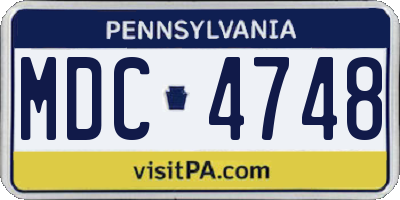PA license plate MDC4748