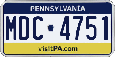 PA license plate MDC4751