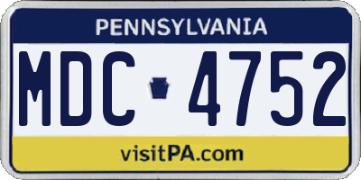 PA license plate MDC4752
