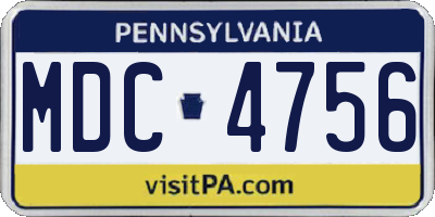 PA license plate MDC4756