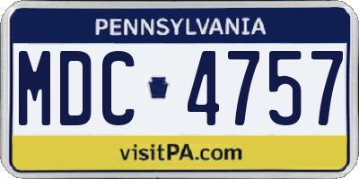 PA license plate MDC4757