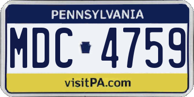 PA license plate MDC4759