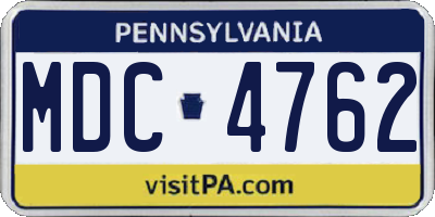 PA license plate MDC4762
