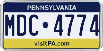 PA license plate MDC4774