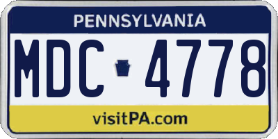 PA license plate MDC4778