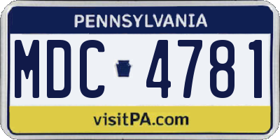 PA license plate MDC4781