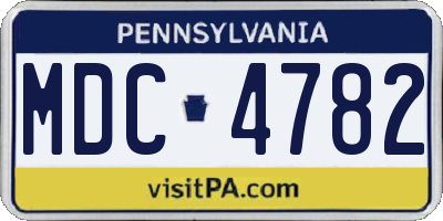 PA license plate MDC4782