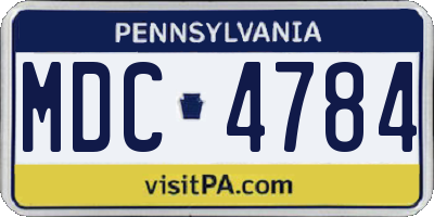 PA license plate MDC4784