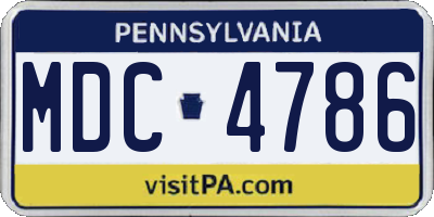 PA license plate MDC4786
