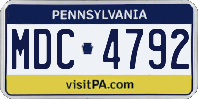 PA license plate MDC4792