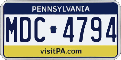 PA license plate MDC4794