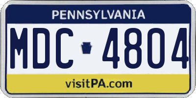PA license plate MDC4804