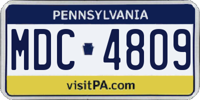 PA license plate MDC4809