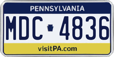 PA license plate MDC4836