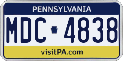 PA license plate MDC4838