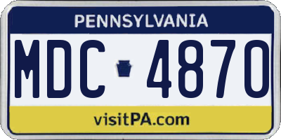 PA license plate MDC4870