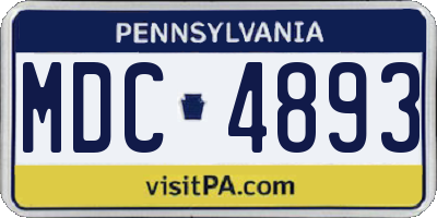 PA license plate MDC4893