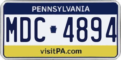 PA license plate MDC4894