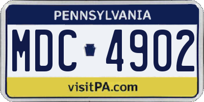 PA license plate MDC4902