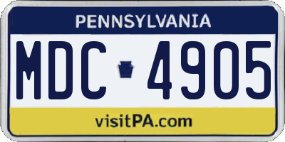 PA license plate MDC4905