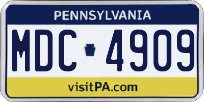 PA license plate MDC4909