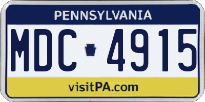 PA license plate MDC4915