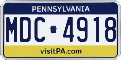 PA license plate MDC4918