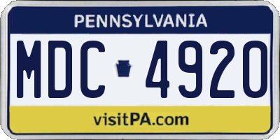 PA license plate MDC4920