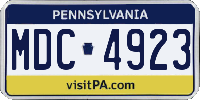 PA license plate MDC4923