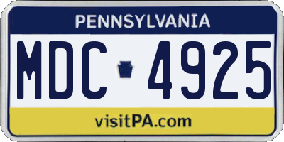 PA license plate MDC4925