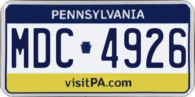 PA license plate MDC4926