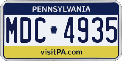 PA license plate MDC4935