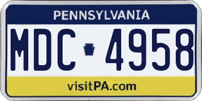 PA license plate MDC4958