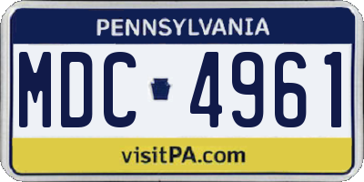 PA license plate MDC4961