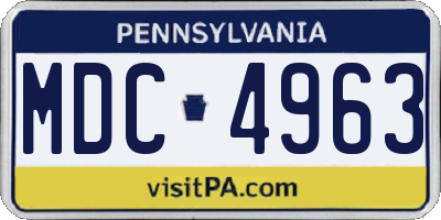 PA license plate MDC4963